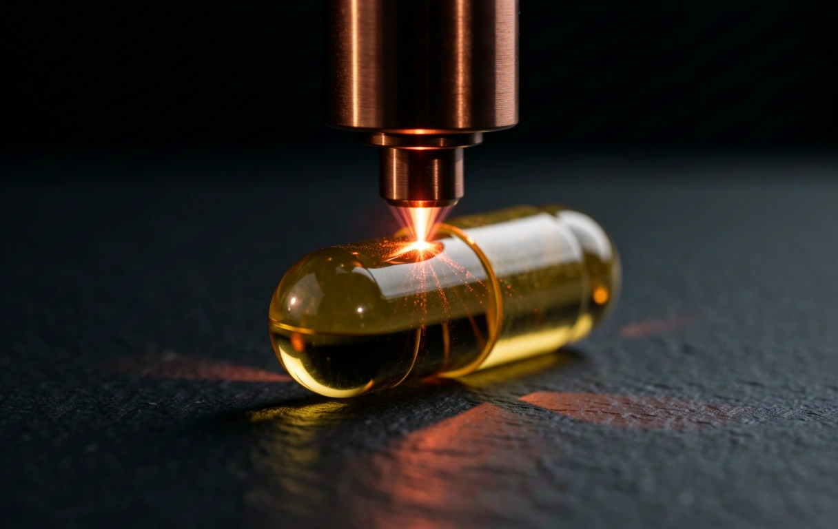 Technische Nahaufnahme einer Supplement-Kapsel